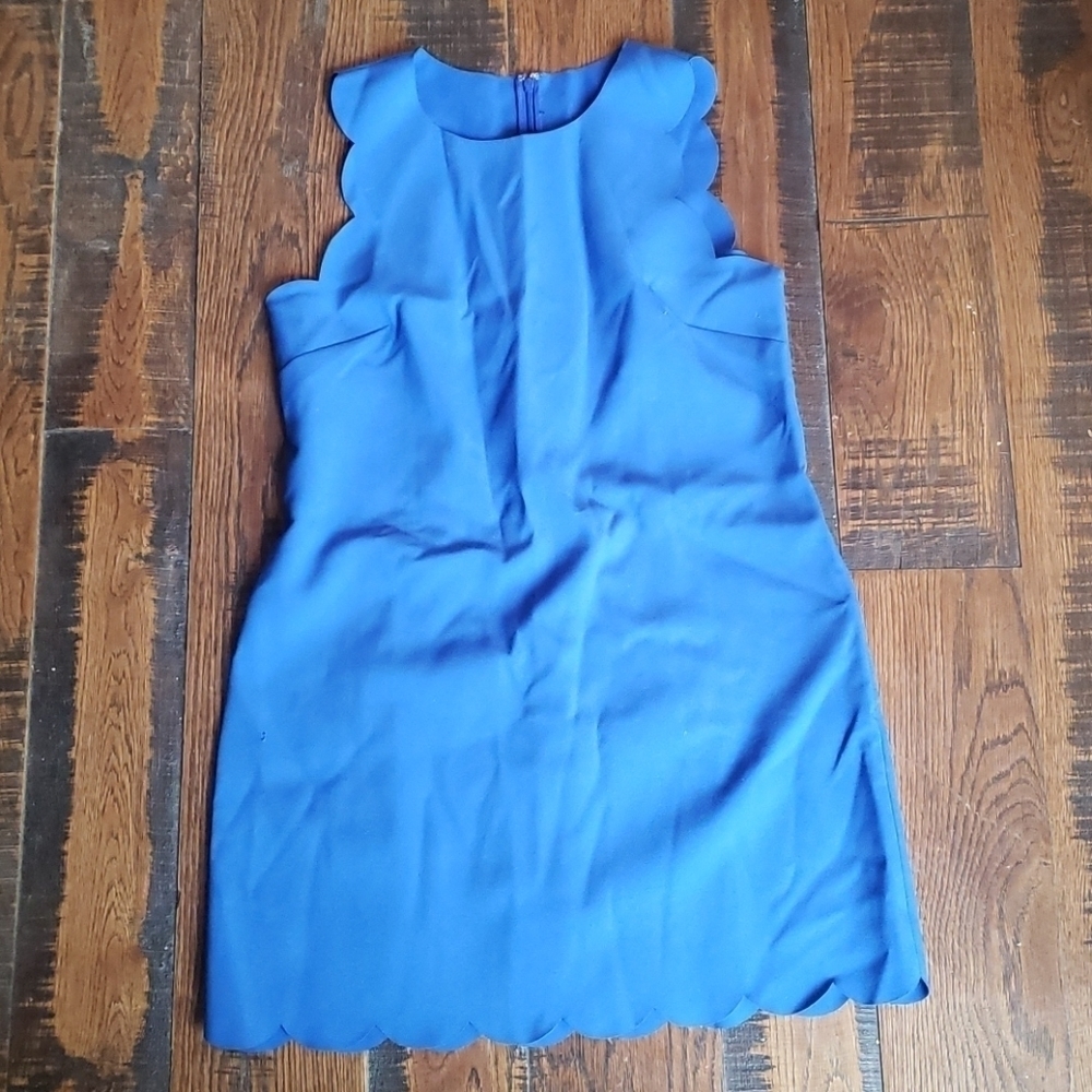 J Crew Scalloped Blue Sheath Dress 63746
